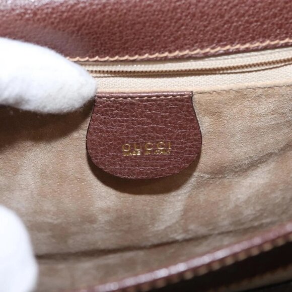 GUCCI Shoulder Bag Leather Gold Brown Auth 155188 - Picture 11 of 16